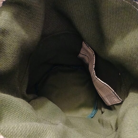 New Plaid Retro Tote Double handle Bucket Backpack Tote Bag Ivory Green School - Picture 11 of 11